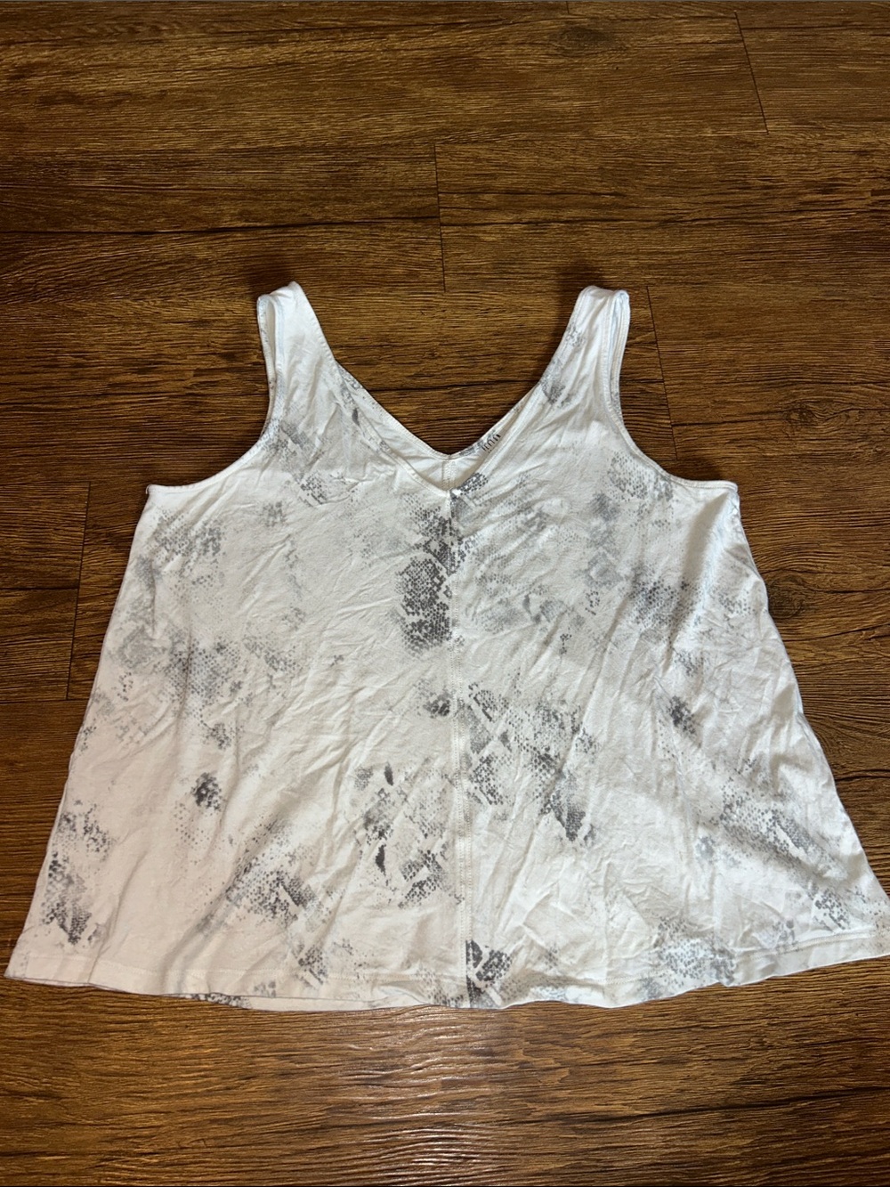 White V-Neck Snake-Print Tank Top